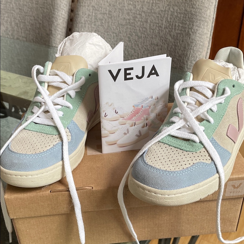 Veja Pastel Green and Blue Sneakers